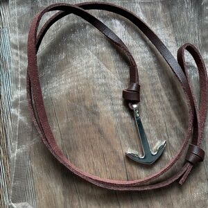 Brown Leather Anchor Wrap Bracelet